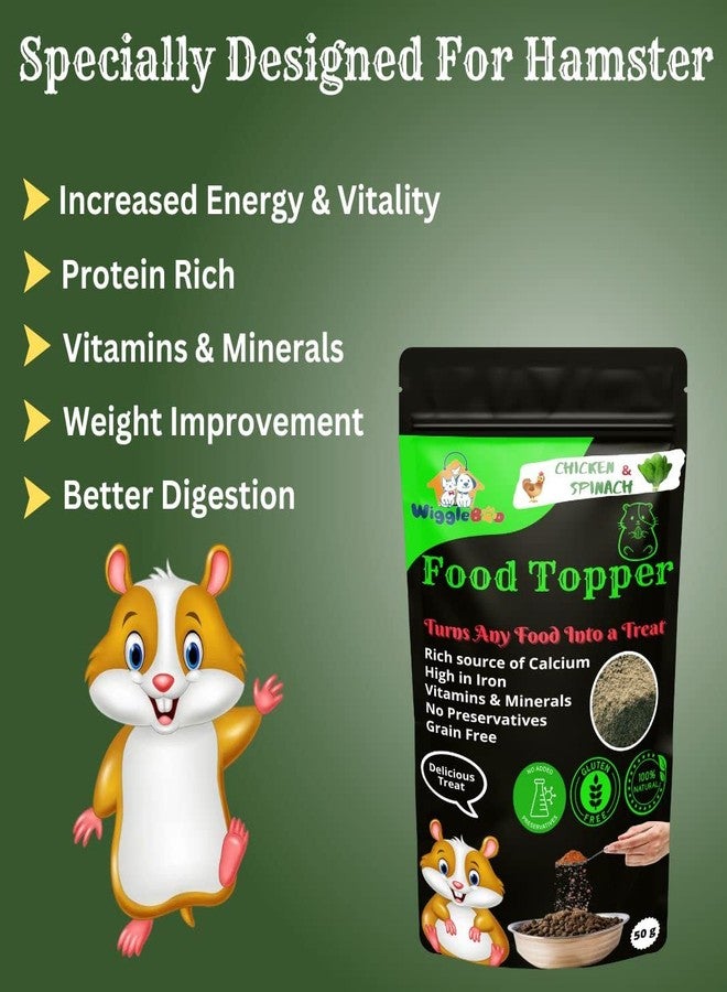WiggleBoo Magical Hamster Food Topper || Joy of Best Taste || Chicken & Spinach Flavour || Grain Free & Protein Rich || Natural Dewormer || 50g - Image 4